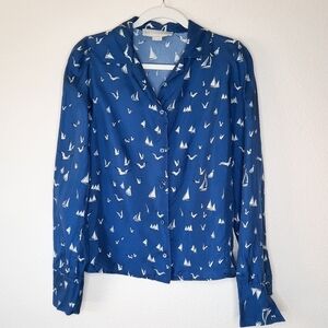 Stella McCartney Blue 1989 Style Seagull & Sailboats Blouse 42